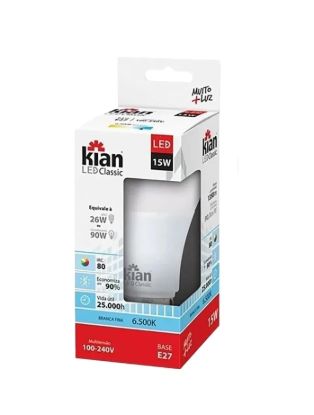 Imagen de LAMPARA LED  15W A65 E27 6500K LUZ DIA -KIAN