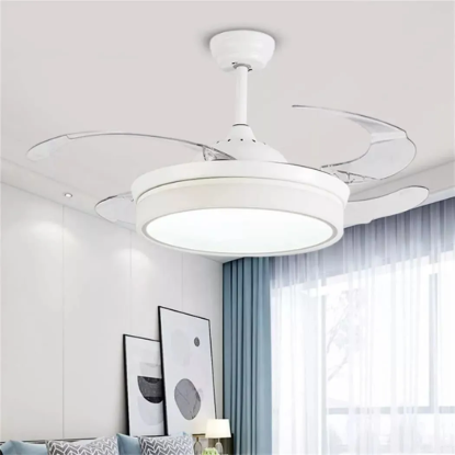 Imagen de VENTILADOR DE TECHO 4 PALAS RETRACTIL BLANCO CON LUZ LED -EMBASSY