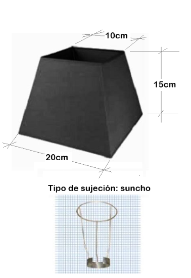 Imagen de PANTALLA CUADRADA PEGADA 10X20X15  NEGRA C/SUNCHO