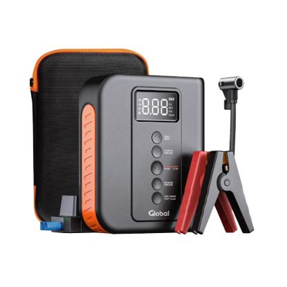 Imagen de CARGADOR DE BATERIA CON BOMBA INFLADORA 150PSI PARA AUTO MOTO CON PINZAS SMART EC5 CON PROTECCIÓN IC Y LINTERNA