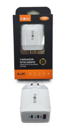 Imagen de CARGADOR CELULAR 100W INOVA CARGA RAPIDA (2 TIPO C + USB)
