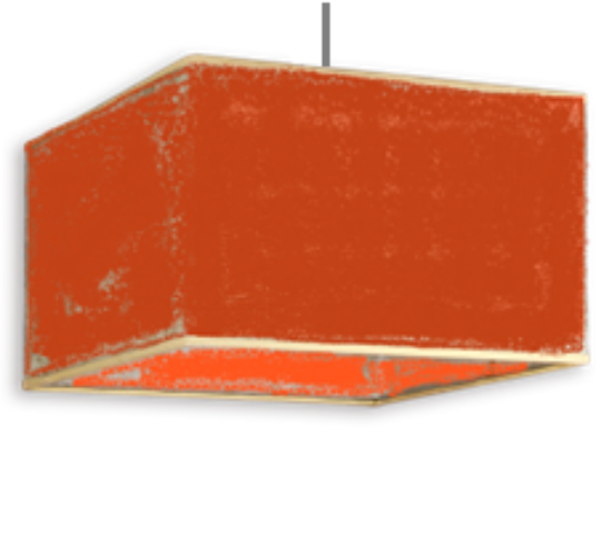 Imagen de COLGANTE CUADRADO 40X40X25 TELA PINTITAS COSIDA NARANJA C/ELECTRIFICACION
