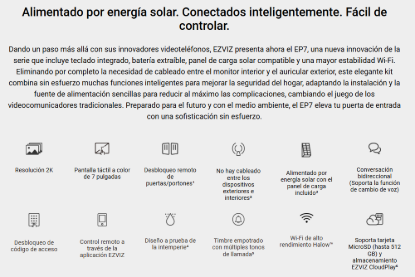Imagen de VIDEOPORTERO IP 2MP EZVIZ EP7 SOLAR