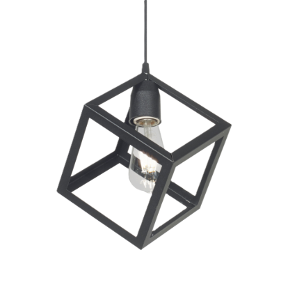 Imagen de COLGANTE 1 LUZ CUBO NEGRO.