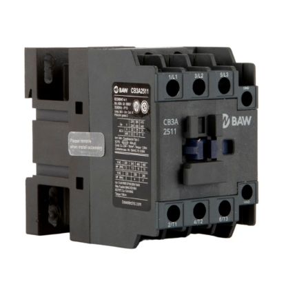 Imagen de CONTACTOR TRIPOLAR BAW. 11KW  AC3 25A 1NC+1NO  BOB: 220VCA  50-60HZ