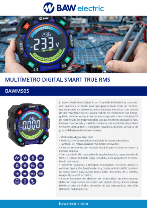 Imagen de MULTIMETRO DIGITAL SMART TRMS. LCD COLOR.-BAW